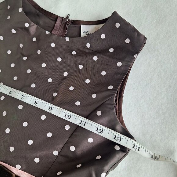 💙 Rare Editions Girls Full Skirt Polkadot Midi Dress Size 8 Preppy Coquette For - Picture 7 of 10